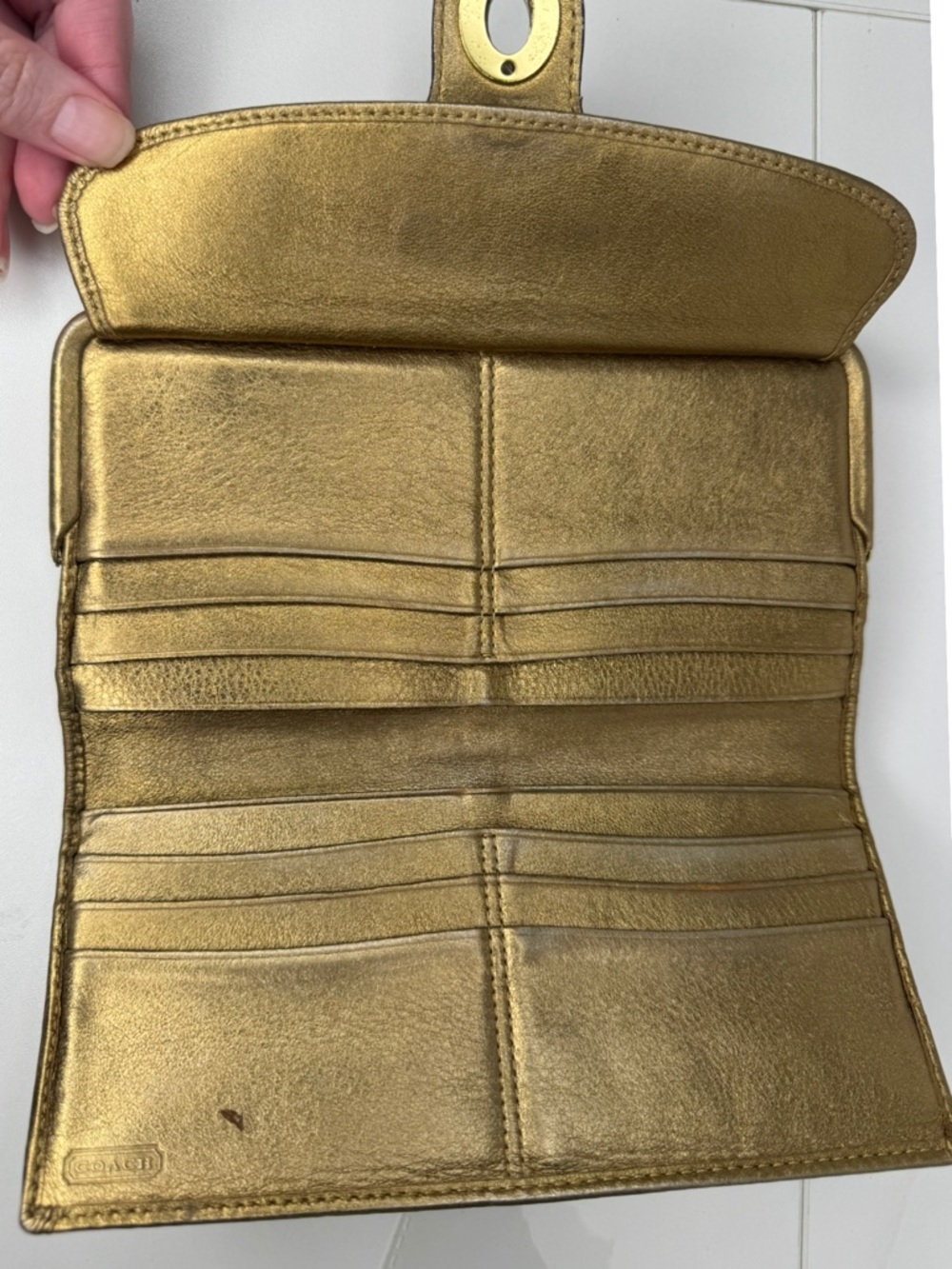 Coach Legacy Multicolored Striped Satin 65th Anniversary Gold Turnlock Wallet - Picture 8 of 16